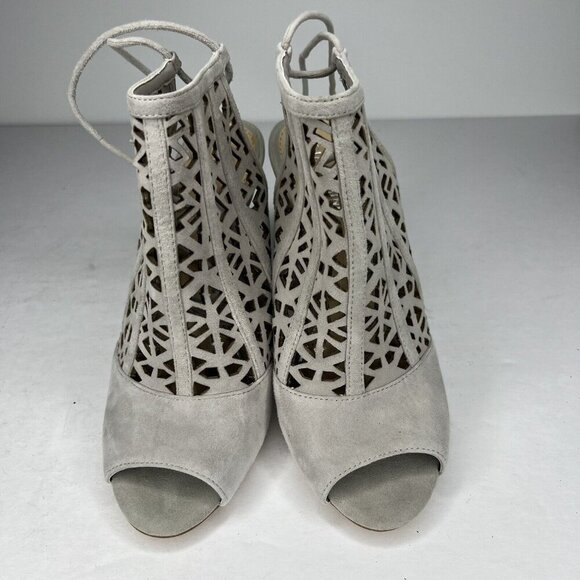 Gianni Bini Newbuck Soft Gray Suede Leather Cut-Out Heels Womens Size 7 - Picture 3 of 9